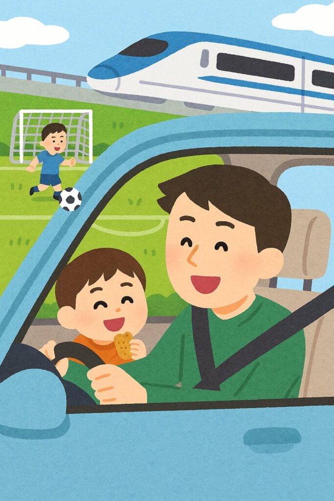 シーン2_おでかけ：ドライブとサッカーでやっとご機嫌に