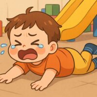 帰る時は床に寝転んで全力拒否