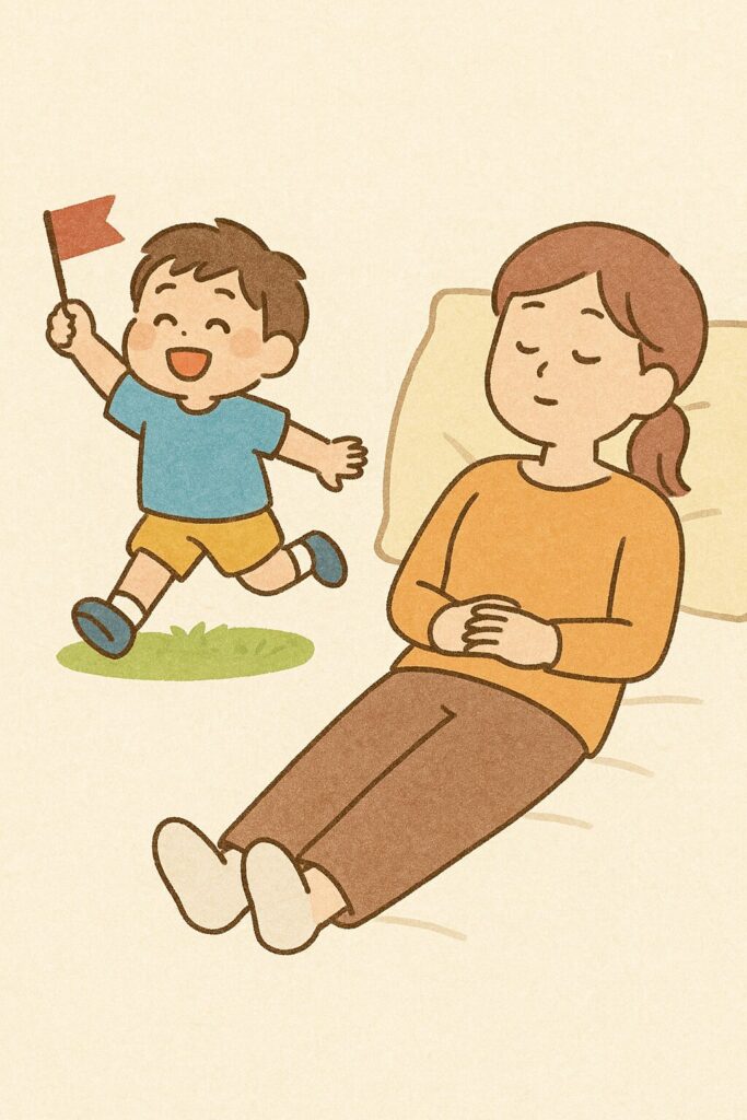 シーン8_それぞれの場所で頑張った親子の一日