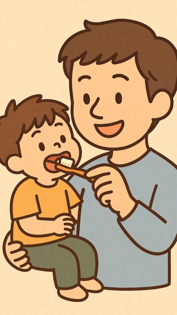 シーン8_歯磨きマスター！パパの抱っこ技