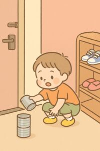 シーン5_玄関で始まるサバ缶遊び
