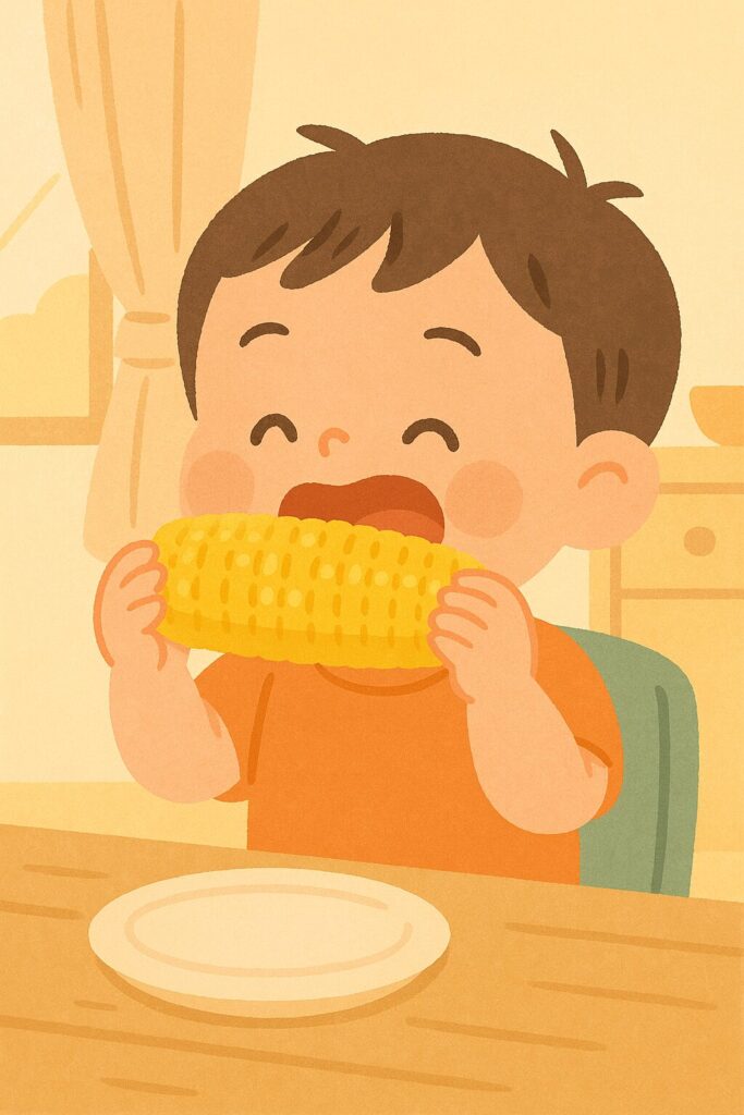 シーン6_夕飯はとうもろこし丸かじり