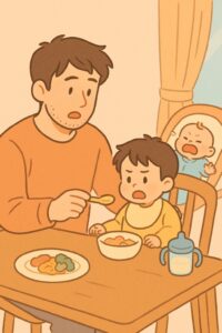 シーン7_夕食のカオスと赤ちゃん返りの気配