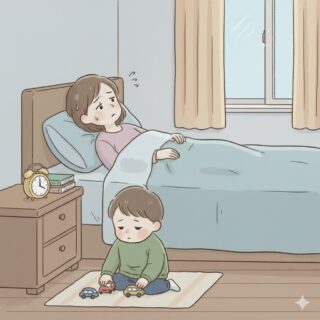 シーン1_朝のSOS：ママ体調不良の始まり