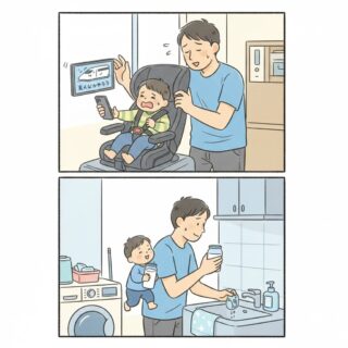 シーン3_パパの朝の戦いと家事フル稼働